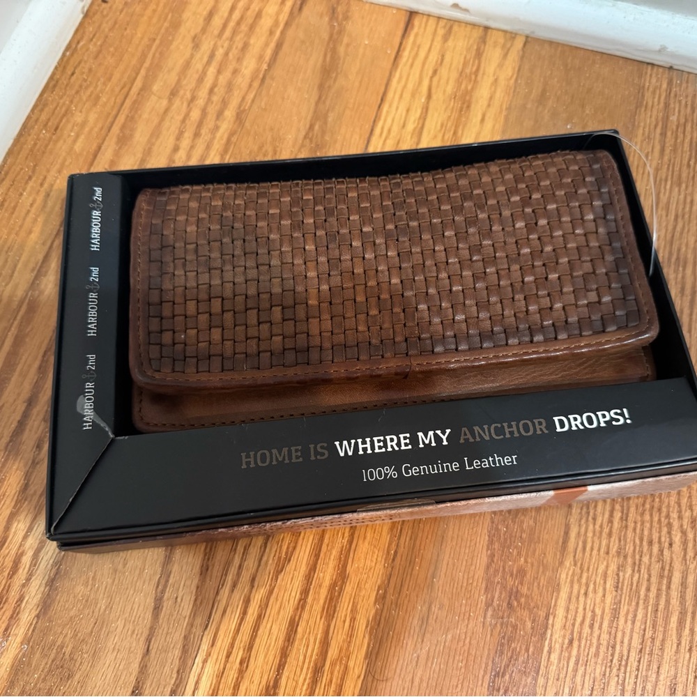 Harbor 2Nd Brown Woven Leather Wallet NWT